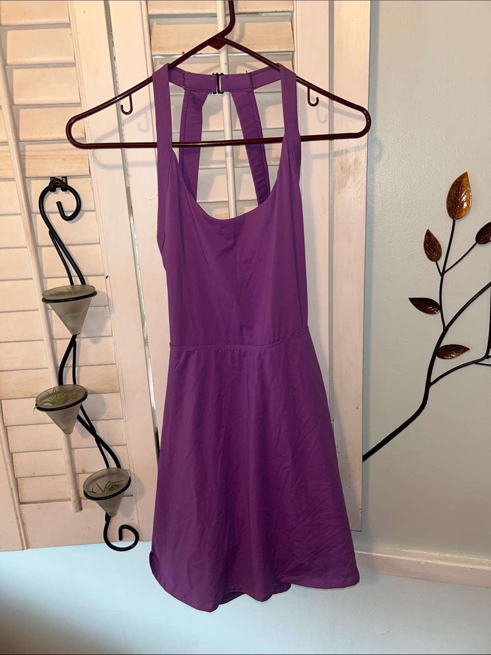 HALARA Backless Fit & Flare Dress in Plum - Picture 7 of 7